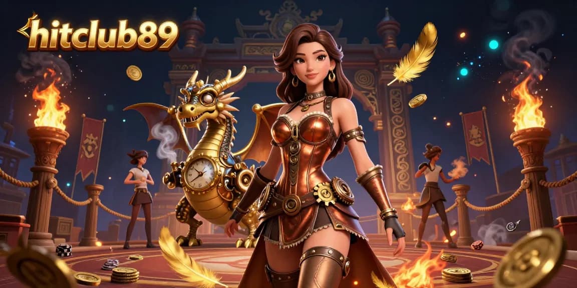 Experience the thrills of hitclub89 with an enchanting steampunk casino scene filled with excitement and treasures.