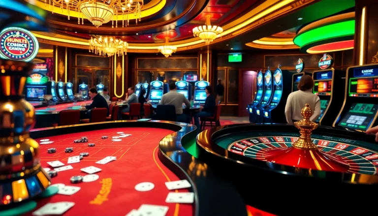 Game bài đổi thưởng brings excitement at the lavish casino tables crowded with players.