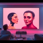 Engaging ai sex chat interface showcasing an intimate AI character in a modern setting.