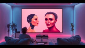 Engaging ai sex chat interface showcasing an intimate AI character in a modern setting.