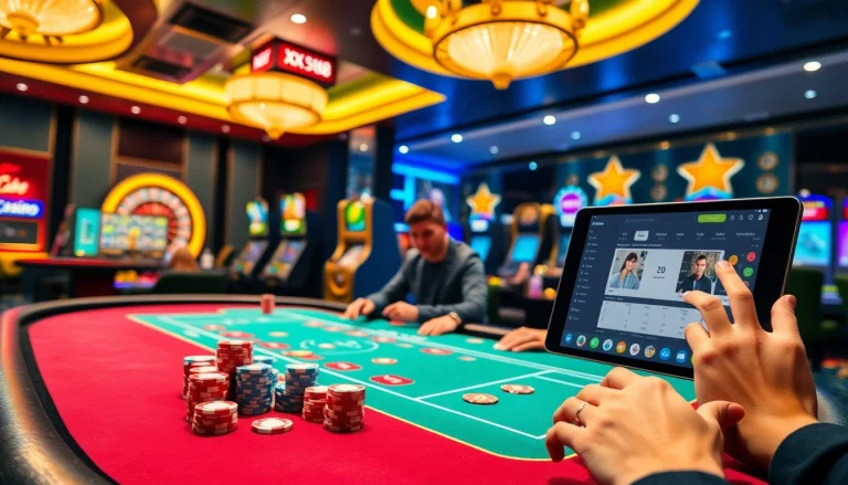 Gambling excitement at XX88 with poker chips and roulette in a luxurious casino setting.