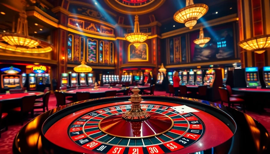 Experience luxurious gaming at https://vnew88.vip/ with players engaging at a roulette table amid vibrant casino ambiance.