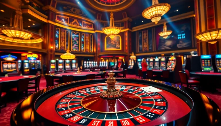 Experience luxurious gaming at https://vnew88.vip/ with players engaging at a roulette table amid vibrant casino ambiance.