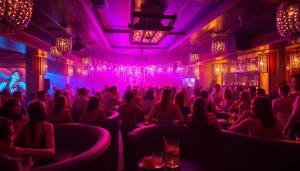 Stunning scene at Night club sxm, filled with vibrant lights and lively dancers.
