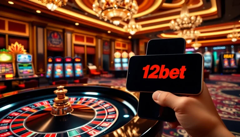 Engaging in a thrilling casino experience with 12bet's vibrant gaming atmosphere.
