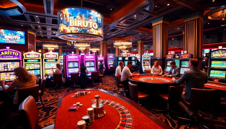 Experience the thrill of birutoto at a vibrant casino filled with slot machines and excitement.