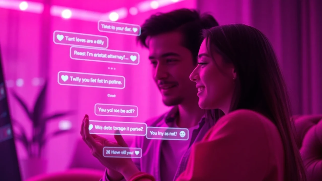 Engaging ai sex chat interface showcasing virtual romantic conversation with a modern aesthetic.