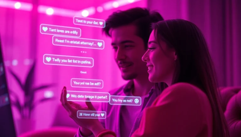 Engaging ai sex chat interface showcasing virtual romantic conversation with a modern aesthetic.
