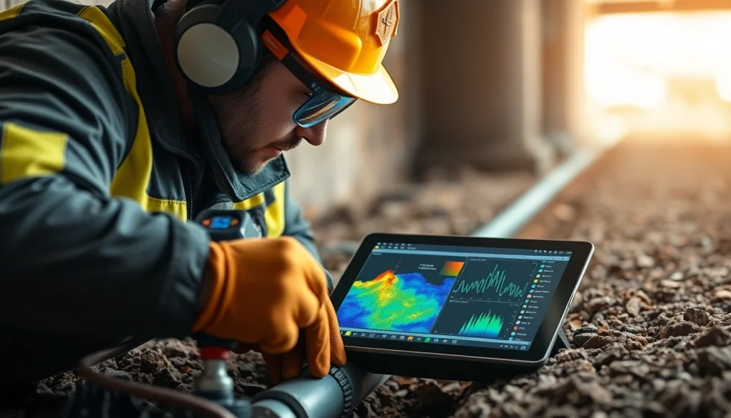 Technician performing underground leak detection with advanced tools and technology.