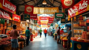 Lanka Ad showcasing vibrant Sri Lanka marketplace with colorful vendor interactions.