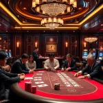 Engaging players at the Nền tảng thabet casino table enjoying high-stakes poker excitement.