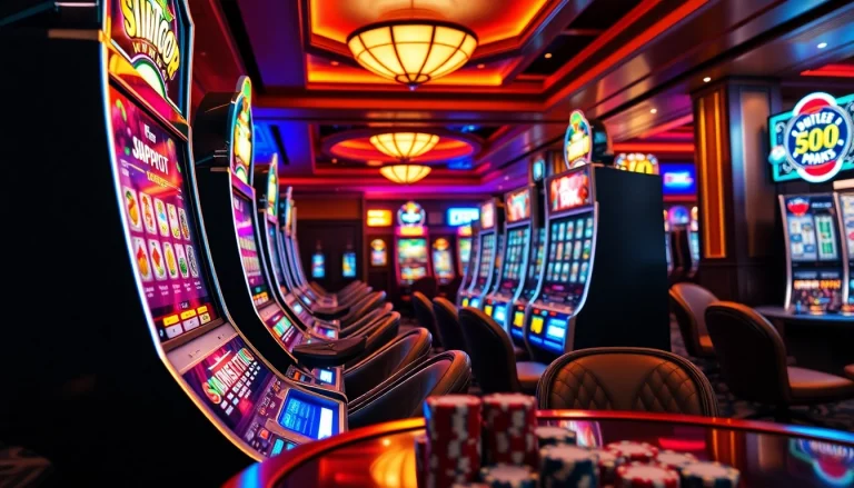 Playing Slot Gacor at a luxury casino with vibrant machines and exciting atmosphere.