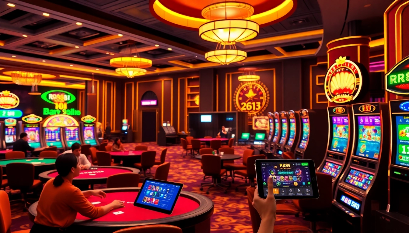 Players enjoying casino games at RR88itcom, featuring vibrant tables and modern betting interfaces.