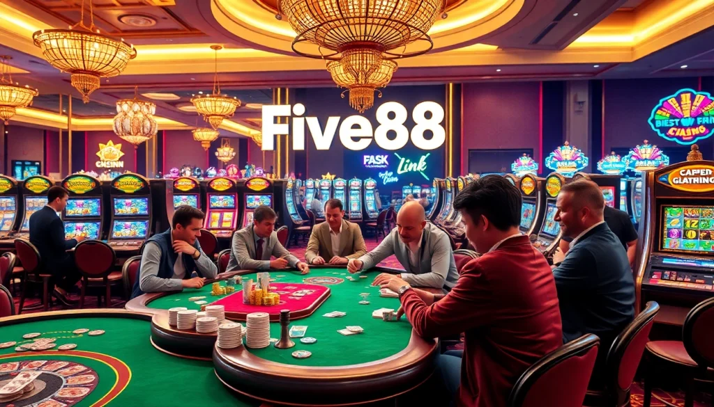 Experience the excitement of the Five88 link at a luxurious casino table filled with vibrant betting actions.