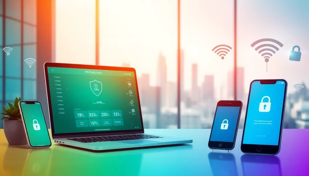 在现代工作区中，体现数字安全与全球互联的快连VPN用户界面。