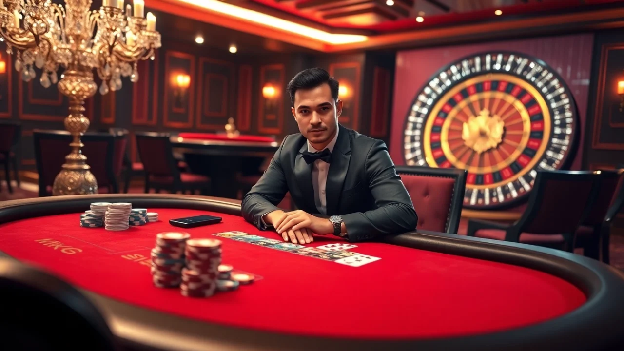 Experience the excitement of MK8 at a luxurious poker table in this vibrant casino scene.