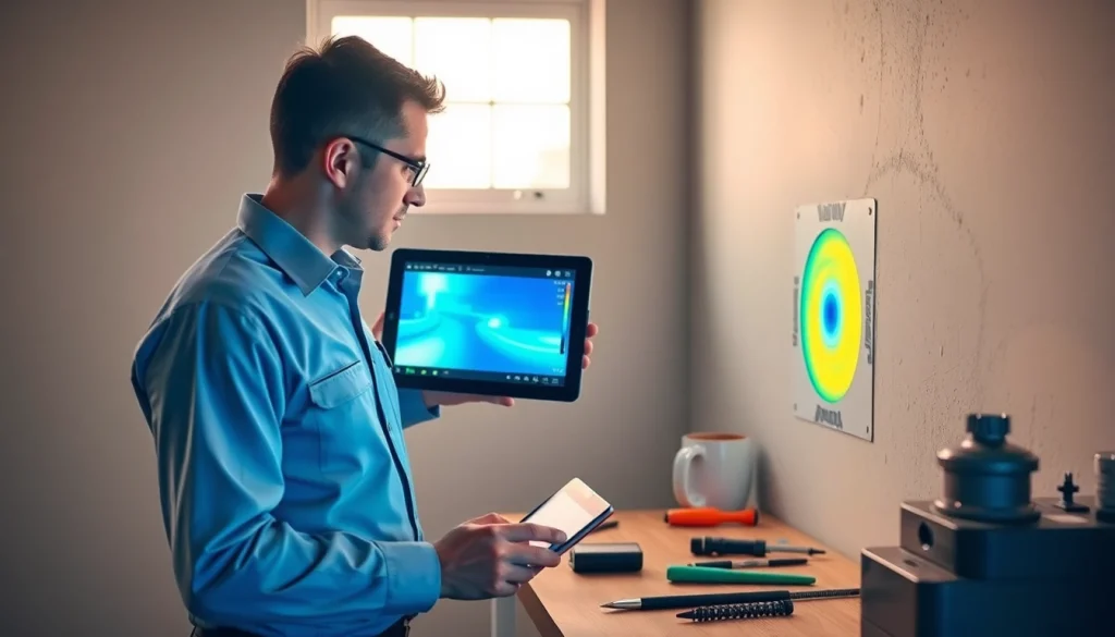 Water leak detection in action, showcasing a technician using thermal imaging to locate hidden leaks.