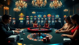 Experience the excitement of rr88com casino gaming with a luxurious roulette table and elegant poker players.