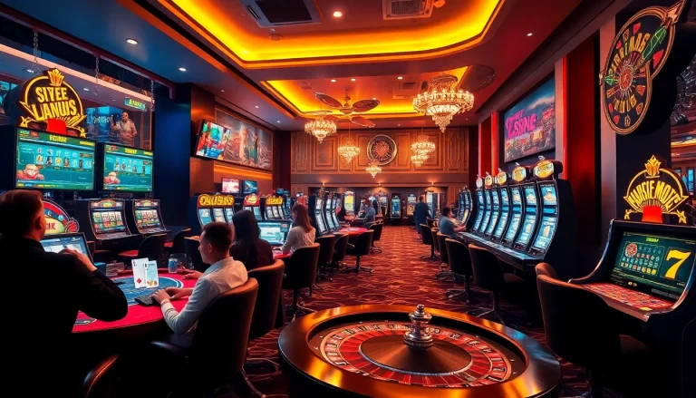 Engaging casino scene at vin777.gb.net with players enjoying diverse games in a vibrant environment.