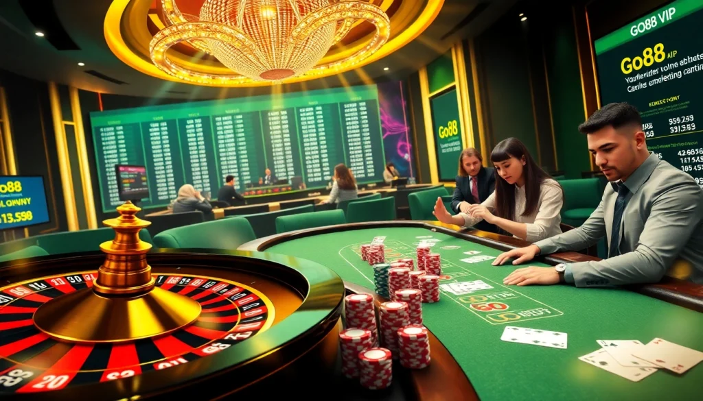 Experience the thrill of go88 vip at a luxurious casino with vibrant games and eager players.