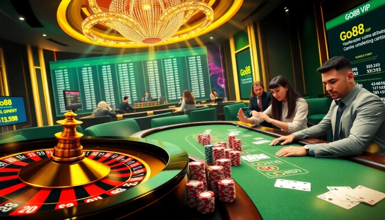 Experience the thrill of go88 vip at a luxurious casino with vibrant games and eager players.