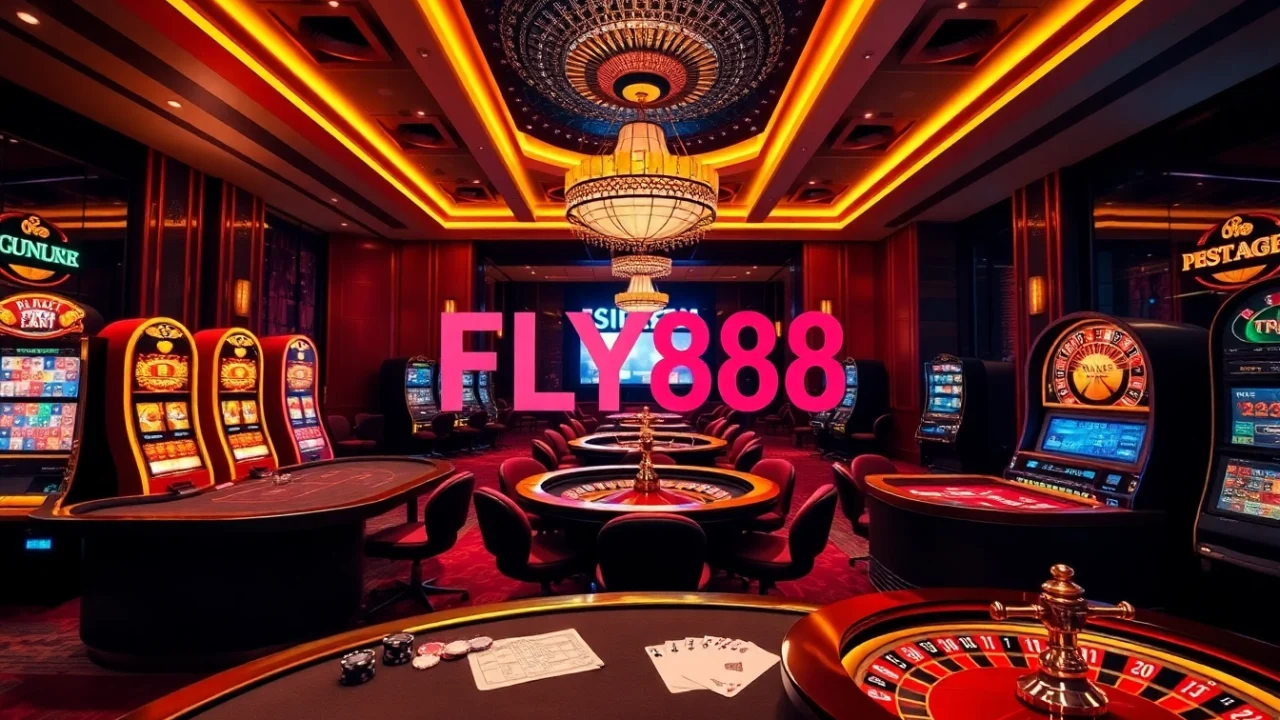 Engage in thrilling online gambling with FLY88 Đăng nhập on a luxurious casino interface filled with vibrant games.