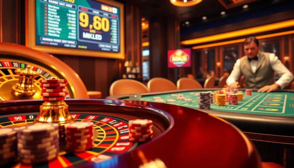 Experience thrilling gameplay at MK8 with vibrant casino tables, poker chips, and an engaging atmosphere.