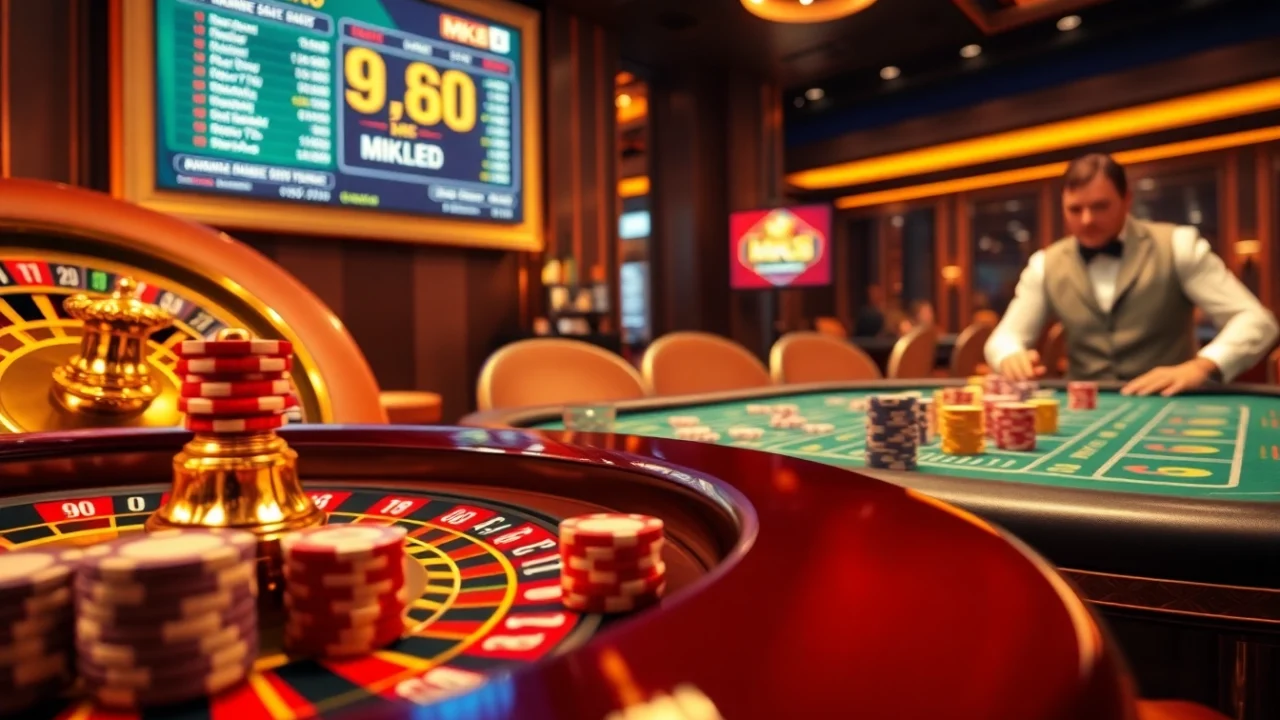 Experience thrilling gameplay at MK8 with vibrant casino tables, poker chips, and an engaging atmosphere.