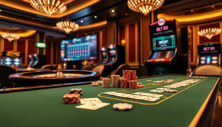 Experience exclusive gaming at Bet88 com with vibrant casino tables and elegant betting tools.