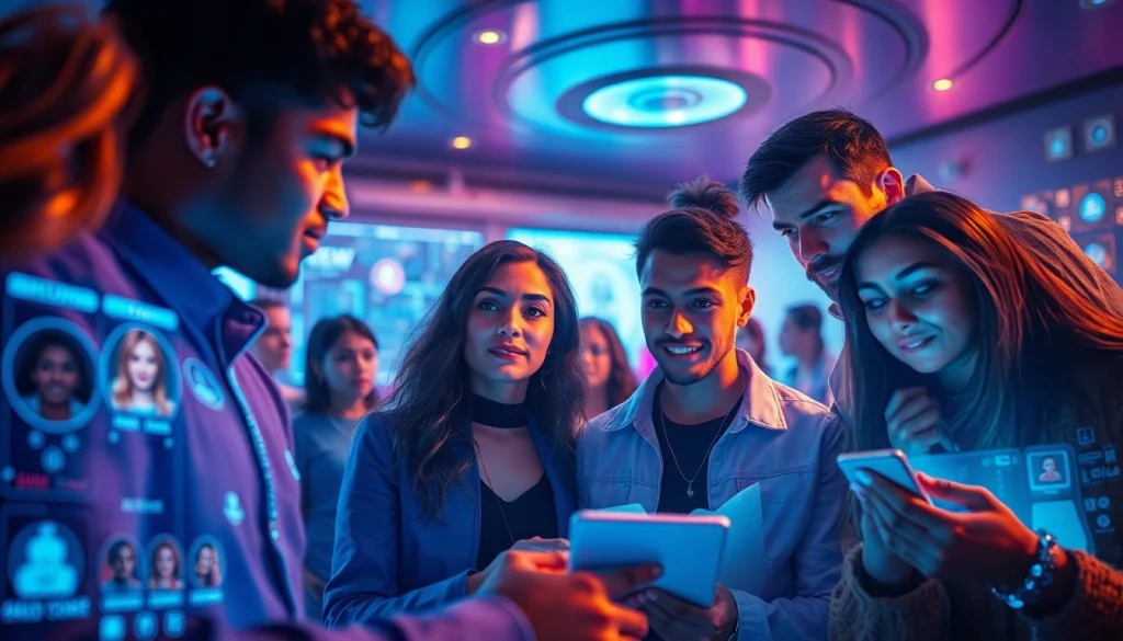 Engaging scene showcasing diverse characters interacting with AI NSFW technology, highlighting immersive digital experiences.