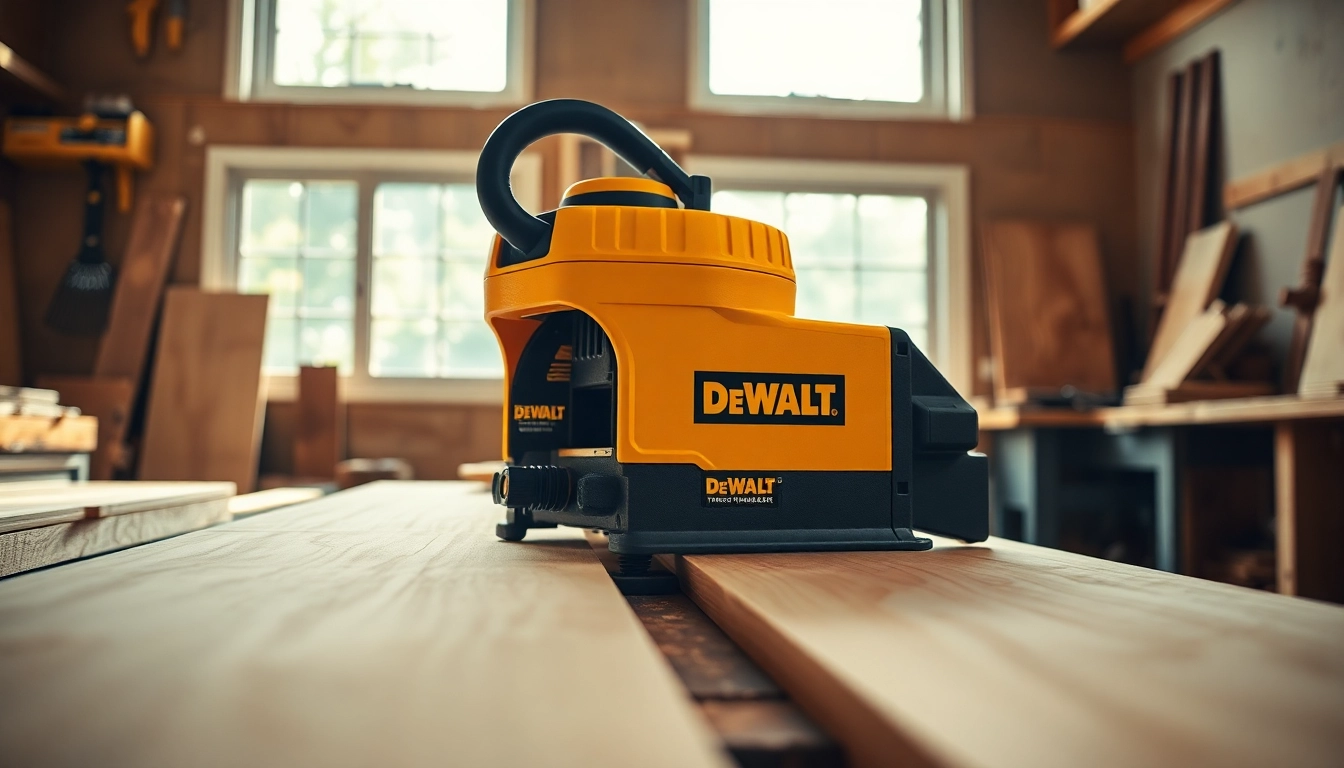 Dewalt thicknesser expertly planing smooth wood surfaces in workshop.